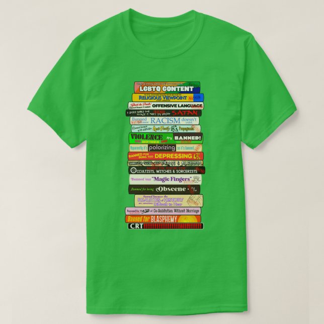 Camiseta Livros Banidos Motivos da Pilha são Desafiados (Frente do Design)