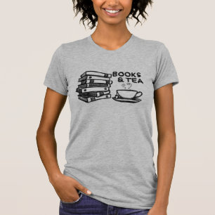 Camiseta Livros & chá tirados mão