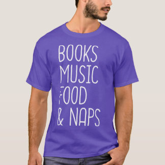 Camiseta Livros, Comida De Música E Novatos 1