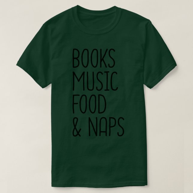 Camiseta Livros, Comida De Música E Novatos 2 (Frente do Design)