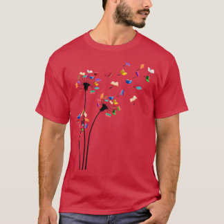 Camiseta Livros Cute Dandelion Flor Fly Leitura Clube do Fã