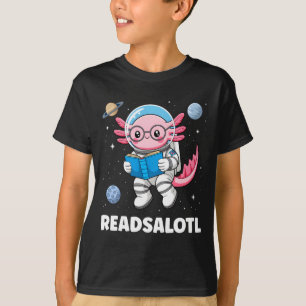 Camiseta Livros de Axolotl lêem axolotl lendo livro garotos