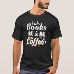 Camiseta Livros De Café E Folhas De Leitura De Livro De Caf