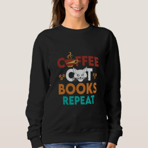 Camiseta Livros de café Repetir, Lendo café, Lendo Gato