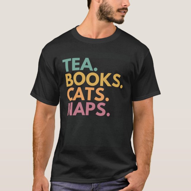 Camiseta Livros de Chá Gatos Sonecas (Frente)