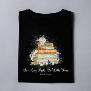 Camiseta Livros de Citações Personalizadas Bege Azul Rosas