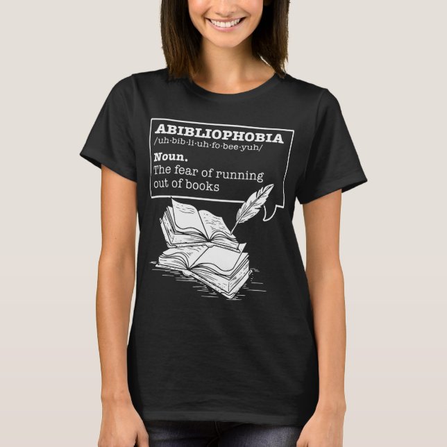 Camiseta Livros de definição de abibliofobia (Frente)
