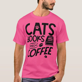 Camiseta Livros de gatos e café