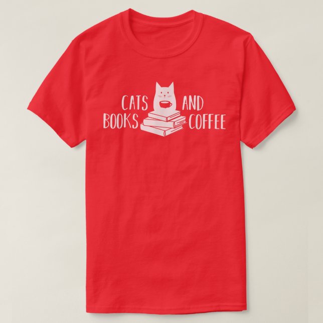 Camiseta Livros de Gatos e Café Amantes de Gato Engraçados (Frente do Design)