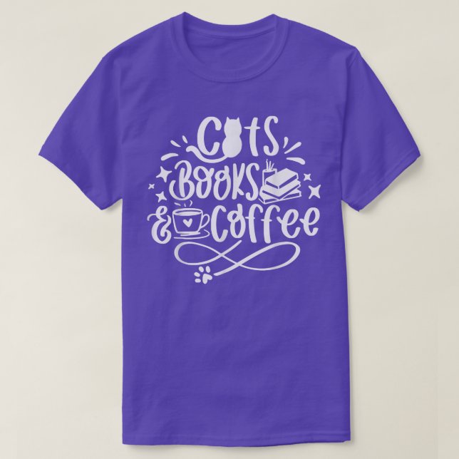 Camiseta Livros de gatos e café As criaturas engraçadas da  (Frente do Design)