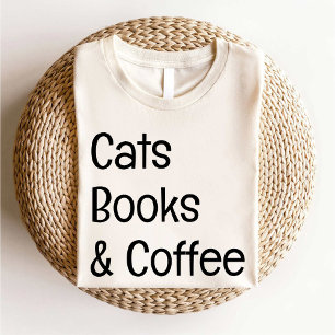 Camiseta Livros de Gatos e Café Sobrevoam branco simples