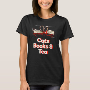 Camiseta Livros de Gatos e Literatura do Livro de Chá