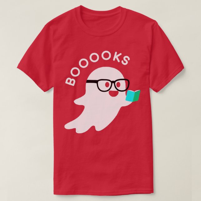 Camiseta Livros de Halloween Ghost Lendo Livros Lendo Livro (Frente do Design)