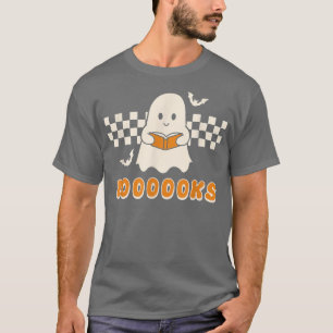 Camiseta Livros de Halloween Livros Fofos Ghost Boo Lendo L