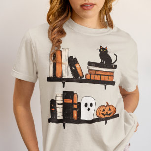Camiseta Livros de Halloween na Prateleira Entusiasta da Le