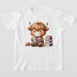 Camiseta Livros de Leitura de Vacas em Highland