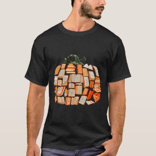 Camiseta Livros de Outono de Ação de Graças Abóboras Biblio