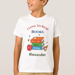 Camiseta Livros Divertidos Que Adoro Ler Criança