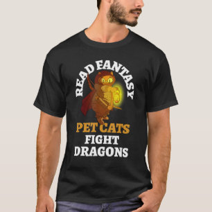 Camiseta Livros Dragões Gatos Bookworms Engraçado Fantasy