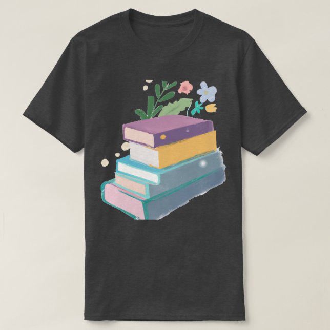 Camiseta Livros e Flores (Frente do Design)
