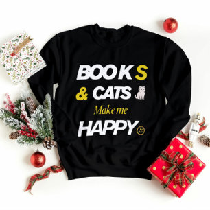 Camiseta Livros e Gatos me fazem feliz