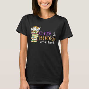 Camiseta Livros e Gatos para Pais de Gato e Mães Que Adoram