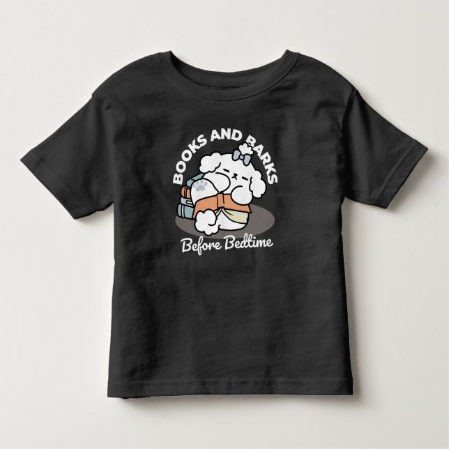 Camiseta Livros e Latidos - Design de Leitura de Cachorro S (Frente)