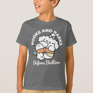Camiseta Livros e Latidos - Design de Leitura de Cachorro S