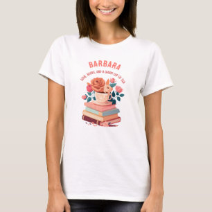 Camiseta Livros E Uma Xícara Quente De Design De Tea Peach