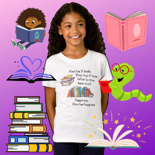 Camiseta Livros = Felicidade, Amor à Leitura