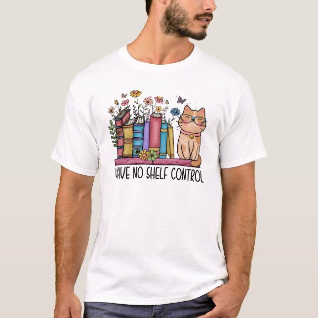 Camiseta Livros Florais e Gatos (Frente)
