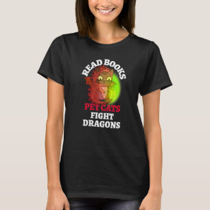 Camiseta Livros Gatos Combatem Dragões Mágicos Bookies Drag