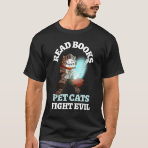Camiseta Livros Gatos Mau Knight Bookies Lendo Bibliófilo