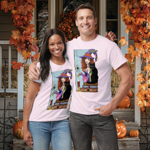 Camiseta Livros Gatos Poções de Bruxas