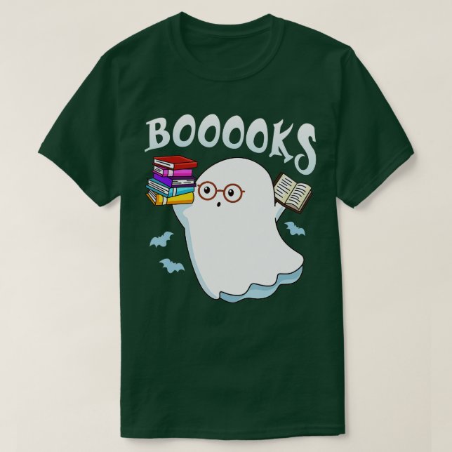 Camiseta Livros! Ghost Lendo Biblioteca de Livros de Folha  (Frente do Design)
