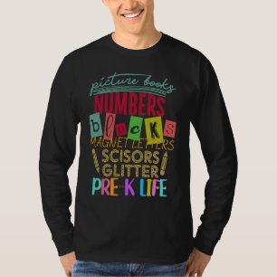 Camiseta Livros Ilustrados Números Blocos Encantador Vida P
