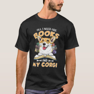 Camiseta Livros Leitores Roupas Animais Cães Corgi