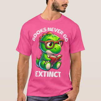 Camiseta Livros Nunca Vão Sair Engraçados Lendo Dinossauro
