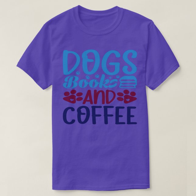 Camiseta livros para cães e café (Frente do Design)