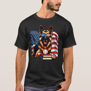 Camiseta Livros Patrióticos do Cão Pastor Alemão de Beisebo