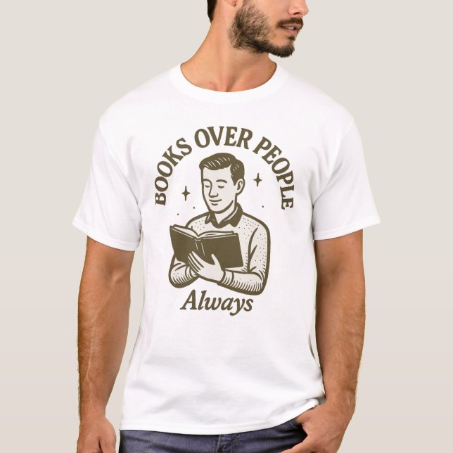Camiseta Livros Sobre as Pessoas Design de Leitor Introvert (Frente)