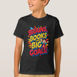 Camiseta Livros sobre cérebros e grandes metas - Diversão d