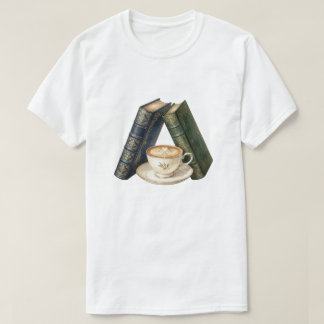Camiseta Livros Vintage Dark Academia com Café Latte Aconch