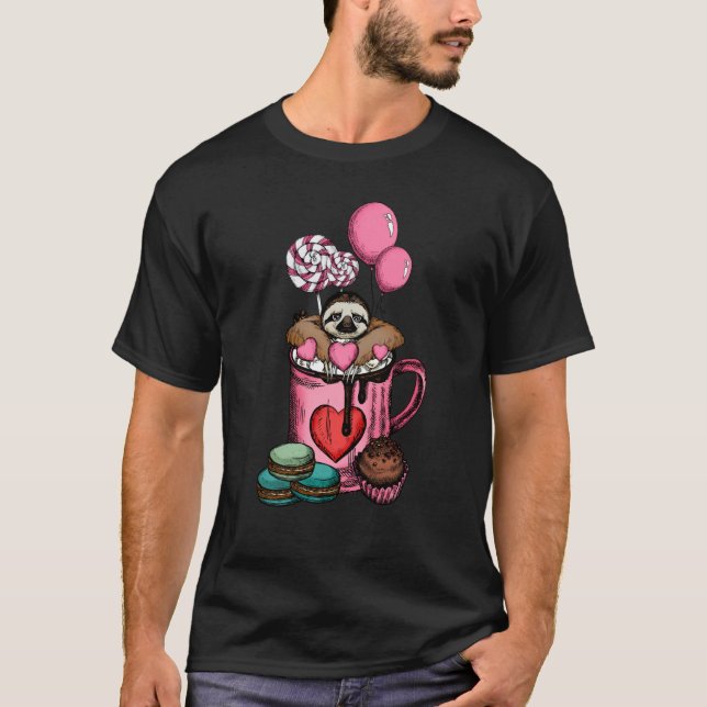Camiseta Lixiviço animal no café Namorados da caneca V Dia  (Frente)