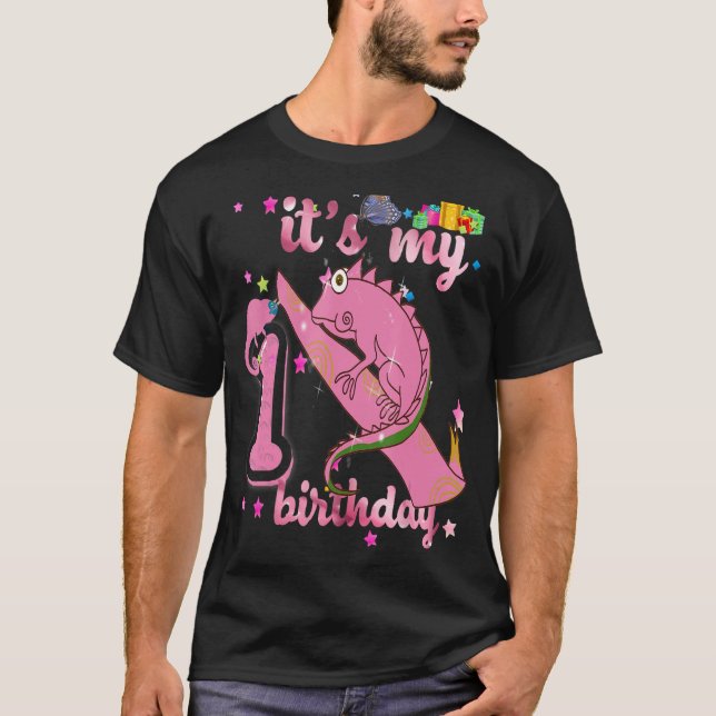 Camiseta Lizard Birthday Girl Princess 1. Aniversário Lizar (Frente)