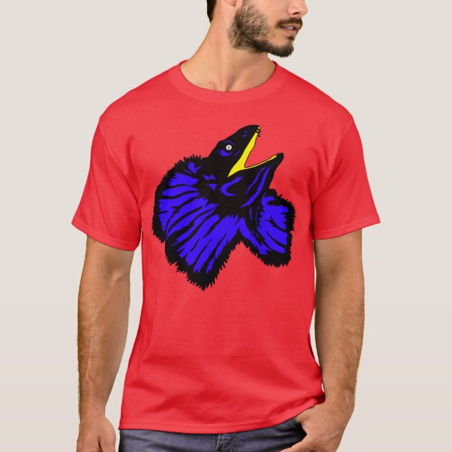 Camiseta Lizard de pescoço Azul de Neon Estilizado (Frente)