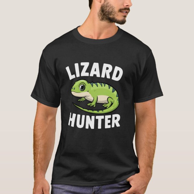 Camiseta Lizard Hunter Funny Cute Gecko Boys Meninas (Frente)