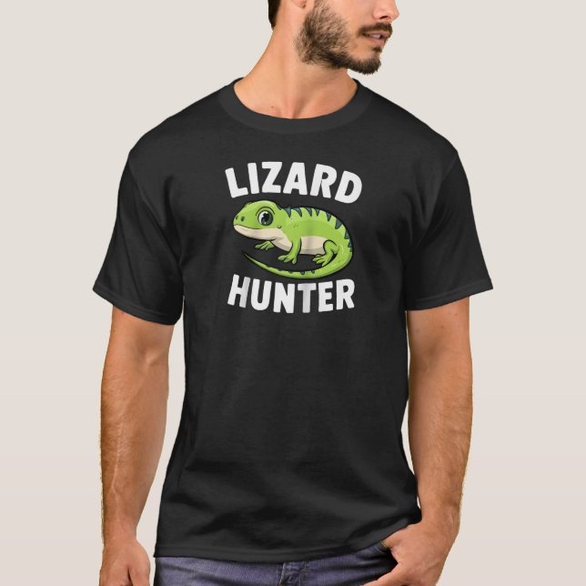 Camiseta Lizard Hunter Funny Cute Gecko Boys Raparigas Rag (Frente)