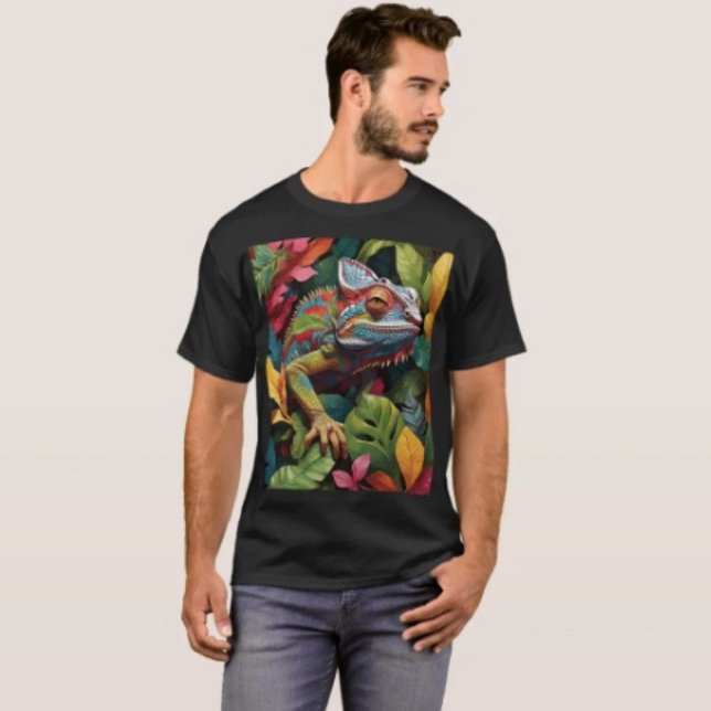 Camiseta Lizard Leaves & Colour ( Colourful Lizard Tropical Jungle Art Graphic T-Shirt  100%  cotton unisex standard fit. 
)