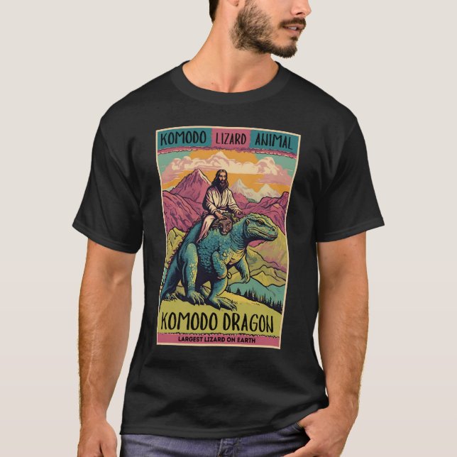 Camiseta Lizard Lover Engraçado Senhor Jesus Dirigindo Drag (Frente)